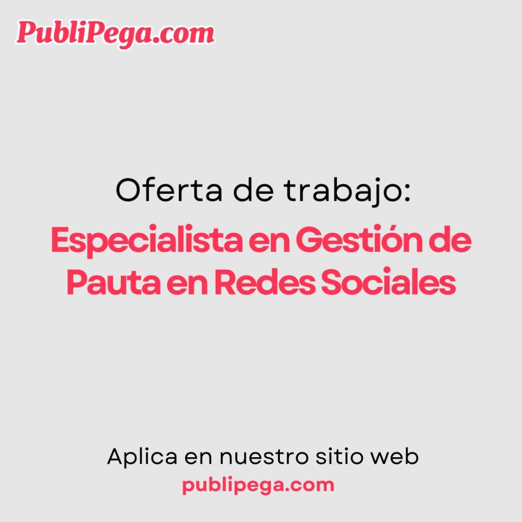 Especialista en Gestión de Pauta en Redes Sociales